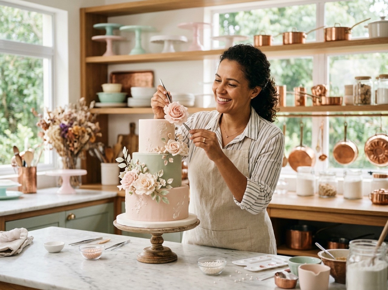 Roberta Klein preparando com amor seus bolos e doces caseiros
